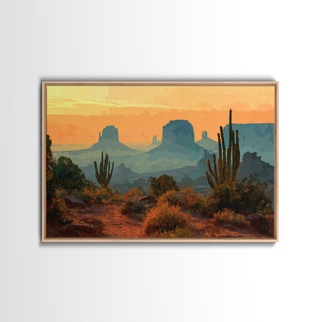 Desert Mesa Panorama Canvas Print, Above Sofa Art, Boho Wall Art, Living Room Decor, Fine Art, Statement, Japandi Wall Art, ASA-3x2-48