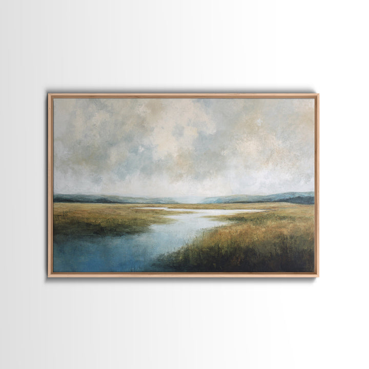 Oversized Abstract Landscape Framed Canvas Print, Above Sofa Art, Boho Wall Art, Living Room Decor, Oil Painting, Statement, ASA-3x2-5
