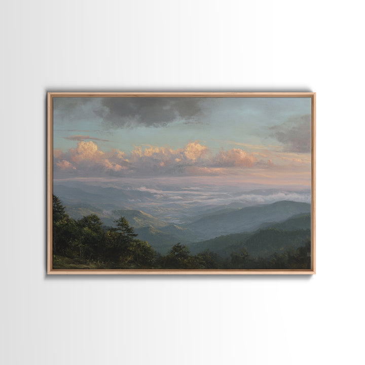 Dramatic Cloudscape over a Distant Valley Canvas Print, Above Sofa Art, Horizontal Wall Art, Living Room Decor, Statement, ASA-3x2-57