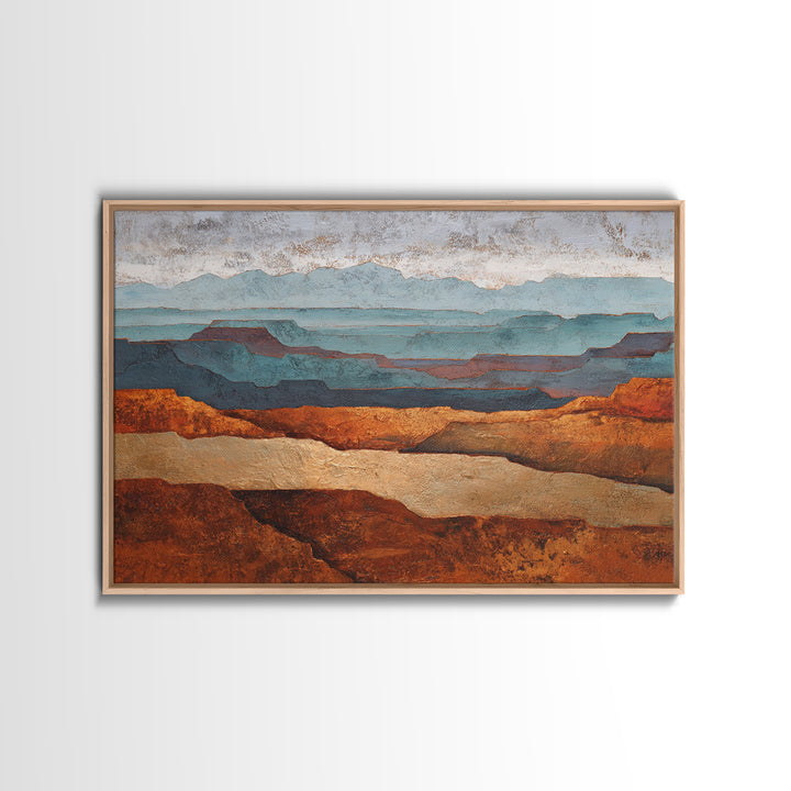 Abstract Canyon Landscape Framed Canvas Print, Above Sofa Art, Modern Art, Living Room Decor, Fine Art, Statement, Art Print, ASA-3x2-59