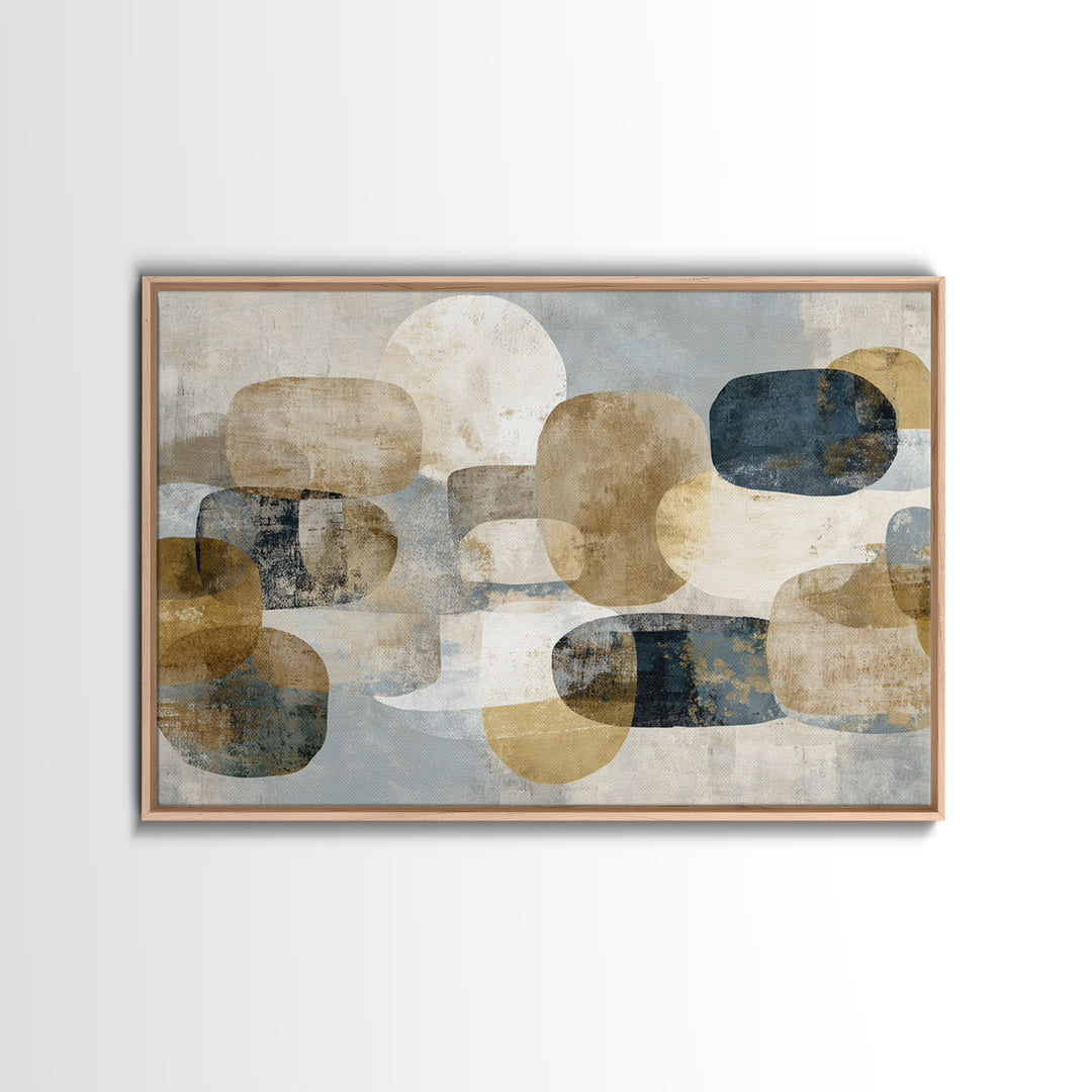 Large Modern Organic Shapes Framed Canvas Print, Above Sofa Art, Framed Wall Art, Living Room Decor, Fine Art, Statement, ASA-3x2-6