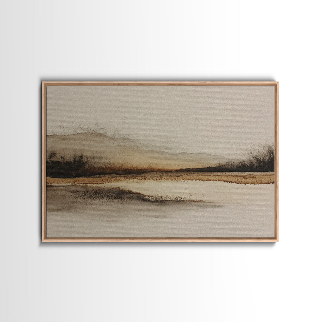 Minimal Black Ink Composition Framed Canvas Print, Above Sofa Art, 3 Piece Wall Art, Living Room Decor, Fine Art, Statement, ASA-3x2-60