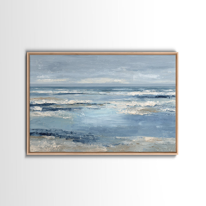 Moody Seascape at Twilight Framed Canvas Print, Above Sofa Art, Set of 3 Prints, Living Room Decor, Abstract Art, Statement, ASA-3x2-64