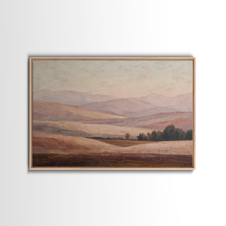 Sunlit Rolling Hills Framed Canvas Print, Above Sofa Art, Watercolor Painting, Living Room Decor, Fine Art, Statement, ASA-3x2-69