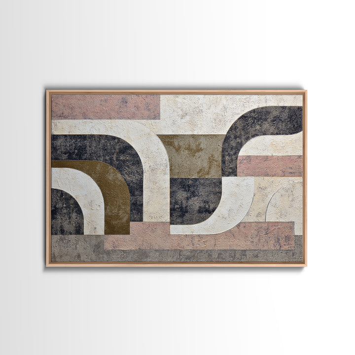 Luxury Monochrome Stone Composition Framed Canvas Print, Above Sofa Art, Textured Wall Art, Living Room Decor, Watercolor Art, ASA-3x2-71