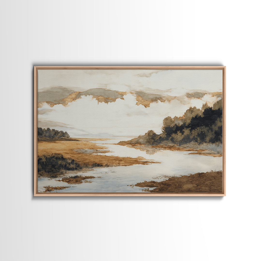 Gallery Style Landscape with Expansive Negative Space Canvas Print, Above Sofa Art, Living Room Wall Art, Living Room Decor, ASA-3x2-76