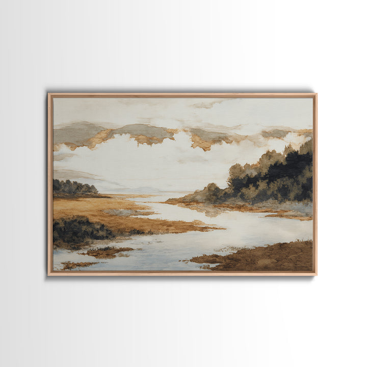 Gallery Style Landscape with Expansive Negative Space Canvas Print, Above Sofa Art, Living Room Wall Art, Living Room Decor, ASA-3x2-76