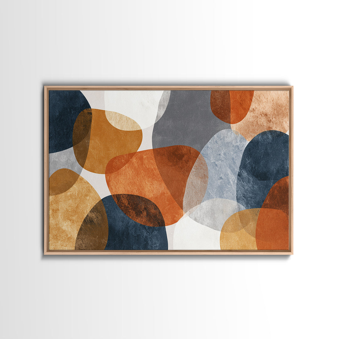 Bold Mid Century Geometric Forms Framed Canvas Print, Above Sofa Art, Printable Wall Art, Living Room Decor, Statement, ASA-3x2-8