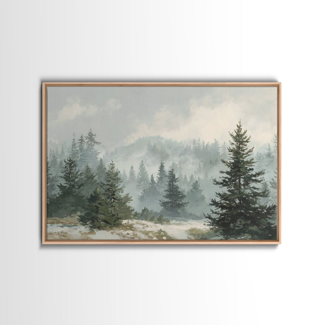 Modern Scandinavian Forest Framed Canvas Print, Above Sofa Art, Fine Art Print, Living Room Decor, Fine Art, Statement, ASA-3x2-91