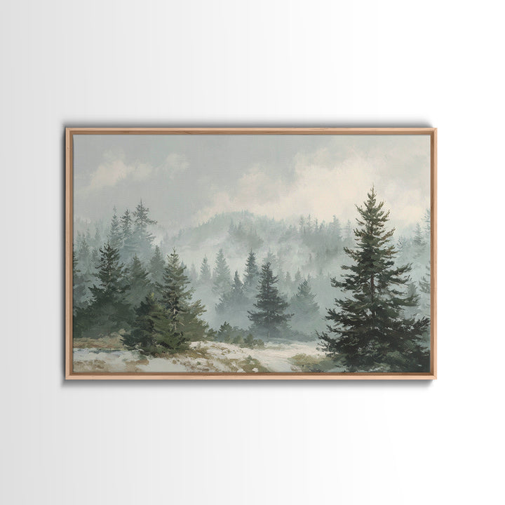 Modern Scandinavian Forest Framed Canvas Print, Above Sofa Art, Fine Art Print, Living Room Decor, Fine Art, Statement, ASA-3x2-91