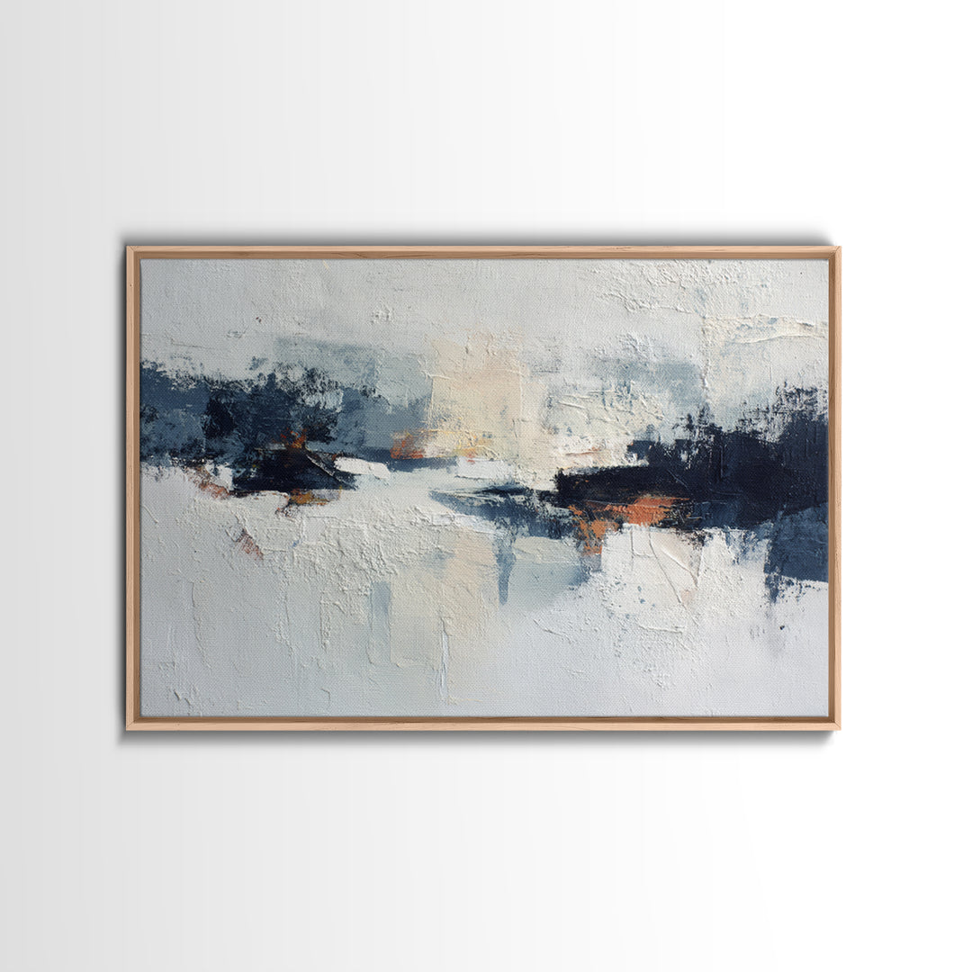 Bold Navy and Ivory Abstract Brushwork Canvas Print, Above Sofa Art, Wall Art Print, Living Room Decor, Fine Art, Statement, ASA-3x2-94
