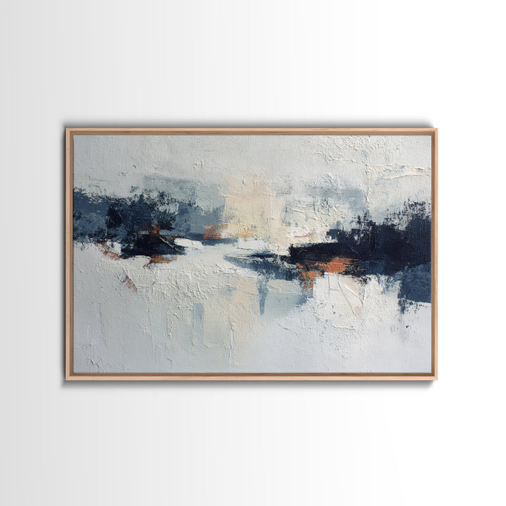 Bold Navy and Ivory Abstract Brushwork Canvas Print, Above Sofa Art, Wall Art Print, Living Room Decor, Fine Art, Statement, ASA-3x2-94