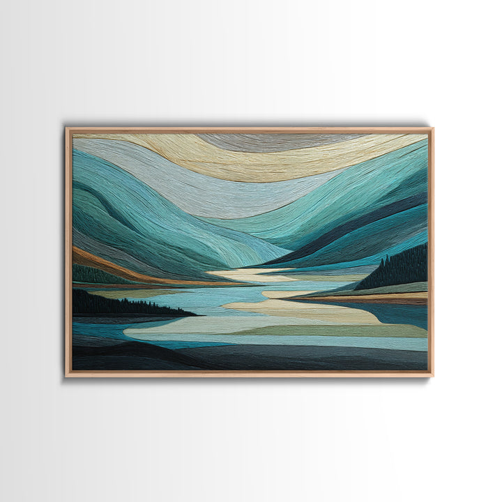 Abstract River Bends Framed Canvas Print, Above Sofa Art, Gallery Decor, Living Room Decor, Abstract Art, Statement, ASA-3x2-99