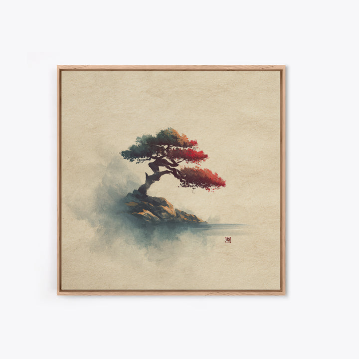 Bonsai Tree Study Framed Canvas Print, Asian Inspired Art, Zen Wall Art, Living Room Decor, Watercolor Art, Harmony, Art Print, ASI-1x1-34