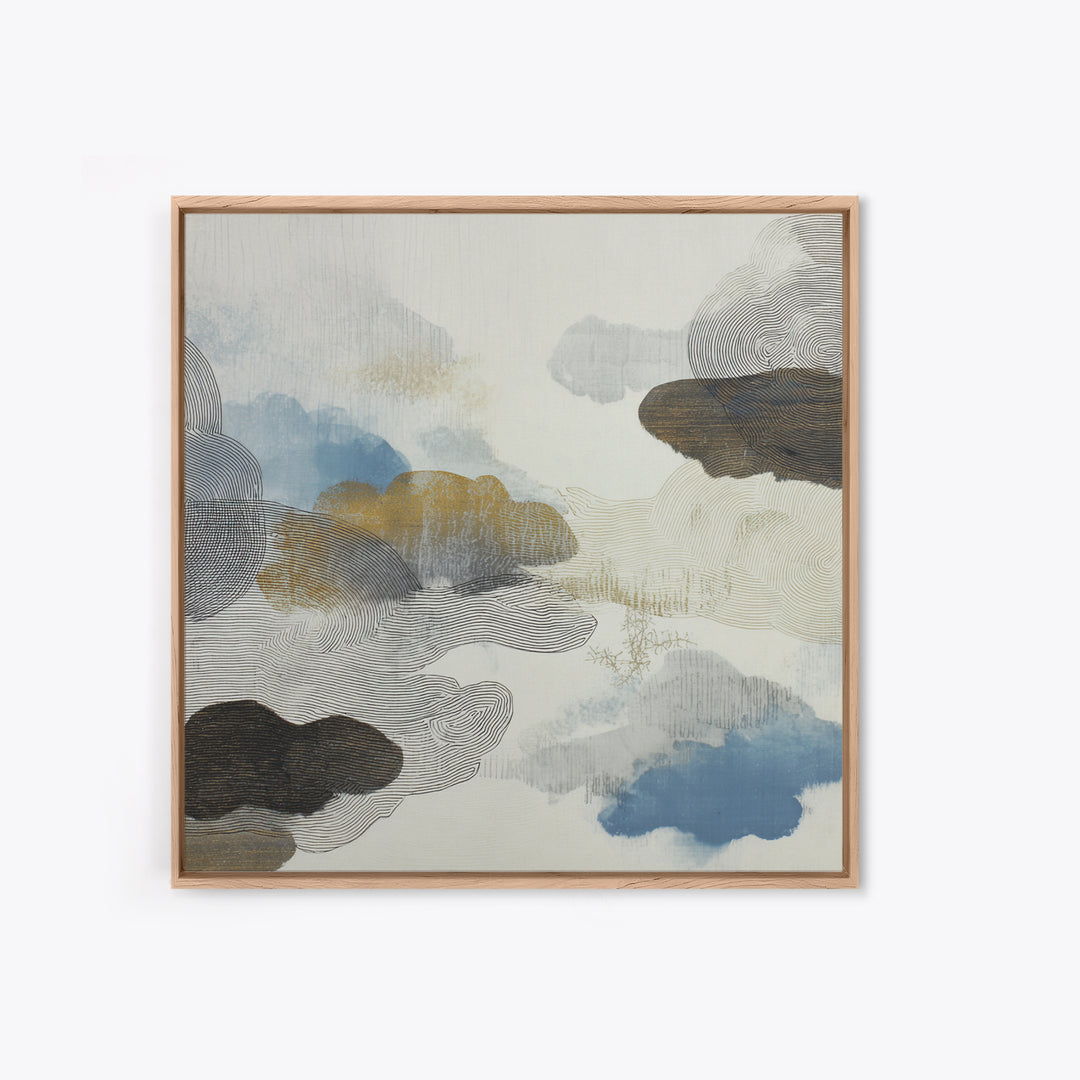 Zen Rock Garden Abstraction Framed Canvas Print, Asian Inspired Art, Modern Wall Decor, Living Room Decor, Fine Art, Harmony, ASI-1x1-38