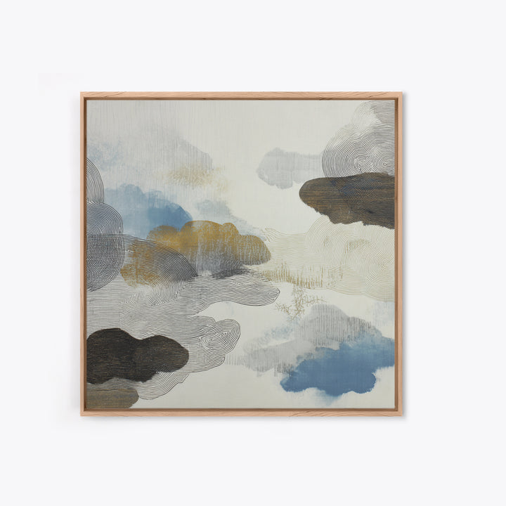Zen Rock Garden Abstraction Framed Canvas Print, Asian Inspired Art, Modern Wall Decor, Living Room Decor, Fine Art, Harmony, ASI-1x1-38
