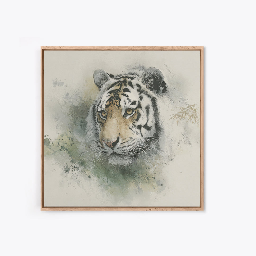 Tiger Portrait with Expressive Brush Ink Energy Canvas Print, Asian Inspired Art, Art Print, Living Room Decor, Harmony, ASI-1x1-40