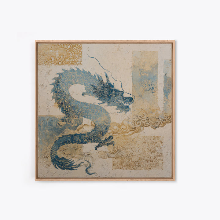 Dragon Curling Through Clouds Canvas Print, Asian Inspired Art, Boho Decor, Living Room Decor, Fine Art, Harmony, Digital Art, ASI-1x1-85