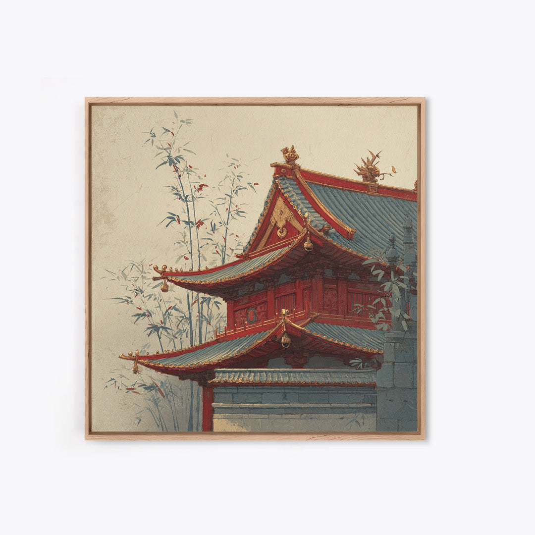Temple Roof Detail Canvas Print, Asian Inspired Art, Neutral Decor, Living Room Decor, Fine Art, Harmony, Wall Art, Home Decor, ASI-1x1-95