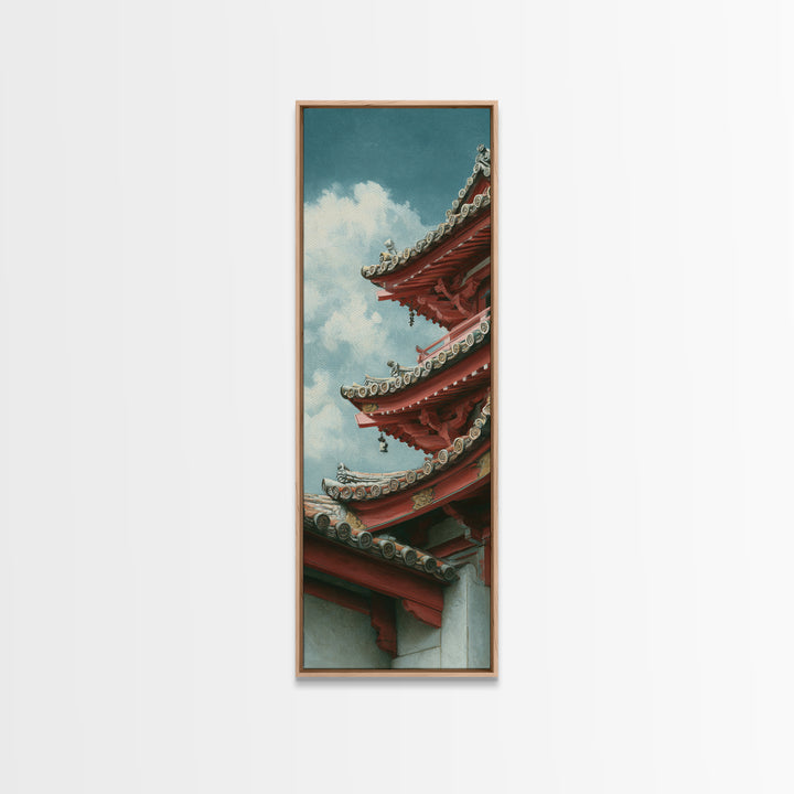 Temple Roof Detail Canvas Print, Asian Inspired Art, Bird Art, Living Room Decor, Fine Art, Harmony, Japanese Art Print, ASI-1x3-11