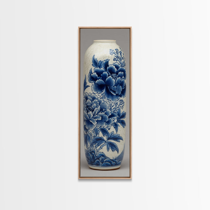 Blue and White Porcelain Vase Canvas Print, Asian Inspired Art, Fine Art Print, Living Room Decor, Abstract Art, Harmony, ASI-1x3-57