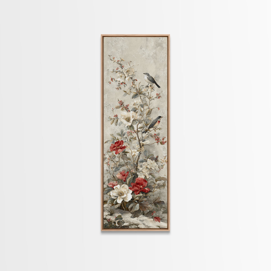 Fan Shaped Composition of Blossoms and Birds Canvas Print, Asian Inspired Art, Art Print, Living Room Decor, Fine Art, Harmony, ASI-1x3-77