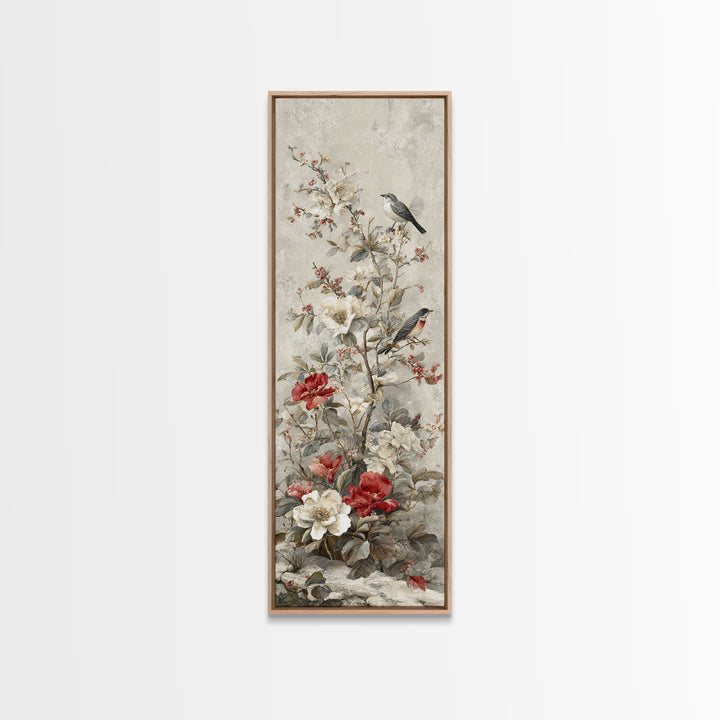 Fan Shaped Composition of Blossoms and Birds Canvas Print, Asian Inspired Art, Art Print, Living Room Decor, Fine Art, Harmony, ASI-1x3-77