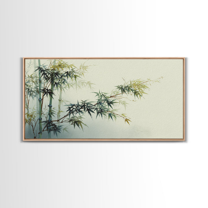 Minimal Bamboo Stalks Framed Canvas Print, Asian Inspired Art, Fine Art Print, Living Room Decor, Fine Art, Harmony, Poster, ASI-2x1-16