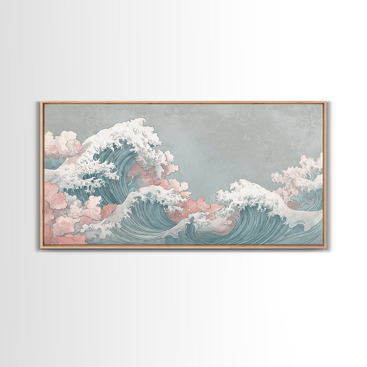 Hokusai Ocean Wave Without Copying the Original Canvas Print, Asian Inspired Art, Statement Artwork, Living Room Decor, Harmony, ASI-2x1-42
