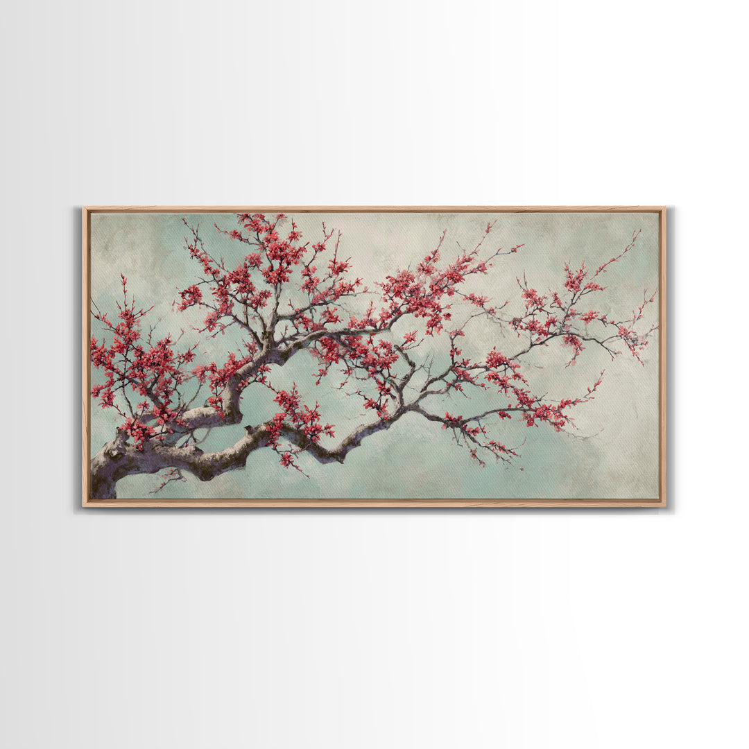 Cherry Blossom Branch Canvas Print, Asian Inspired Art, Japanese Art, Living Room Decor, Watercolor Art, Harmony, ASI-2x1-47