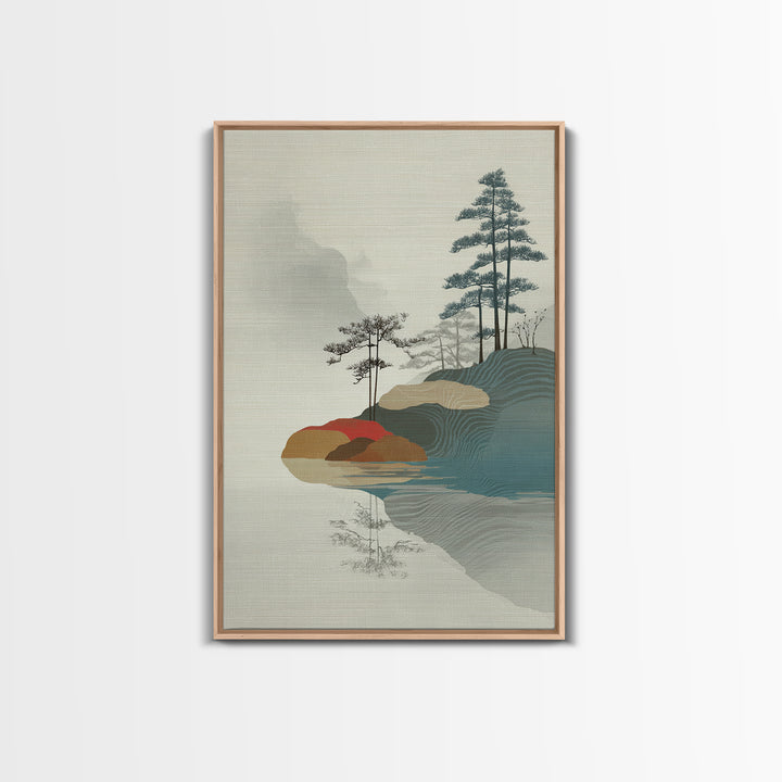 Zen Rock Garden Abstraction Framed Canvas Print, Asian Inspired Art, Textured Painting, Living Room Decor, Fine Art, Harmony, ASI-2x3-22