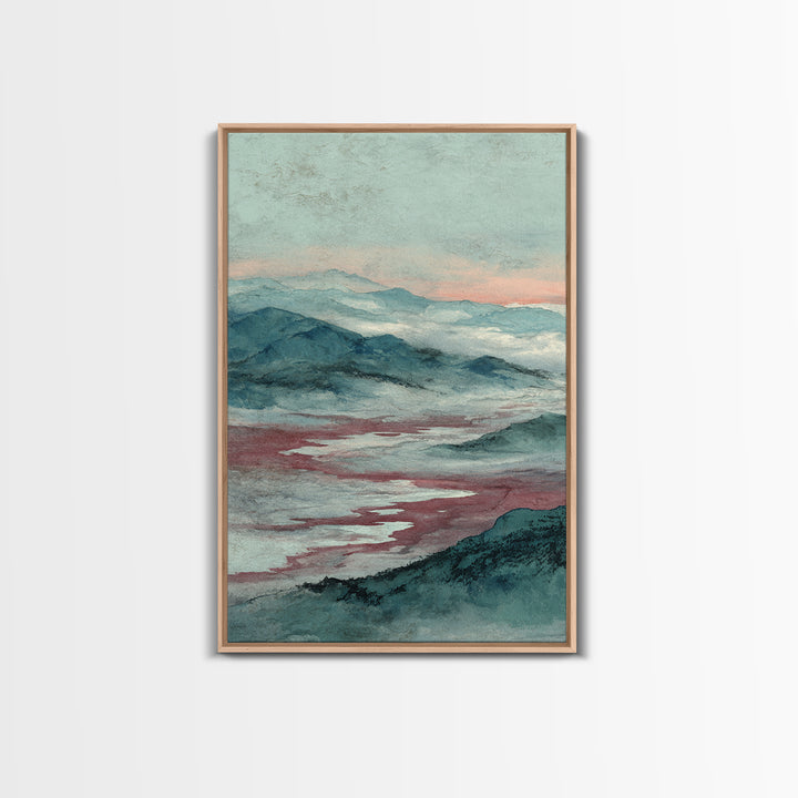 Japanese Ink Landscape Framed Canvas Print, Asian Inspired Art, Wall Art, Living Room Decor, Fine Art, Harmony, Bird Art, ASI-2x3-60