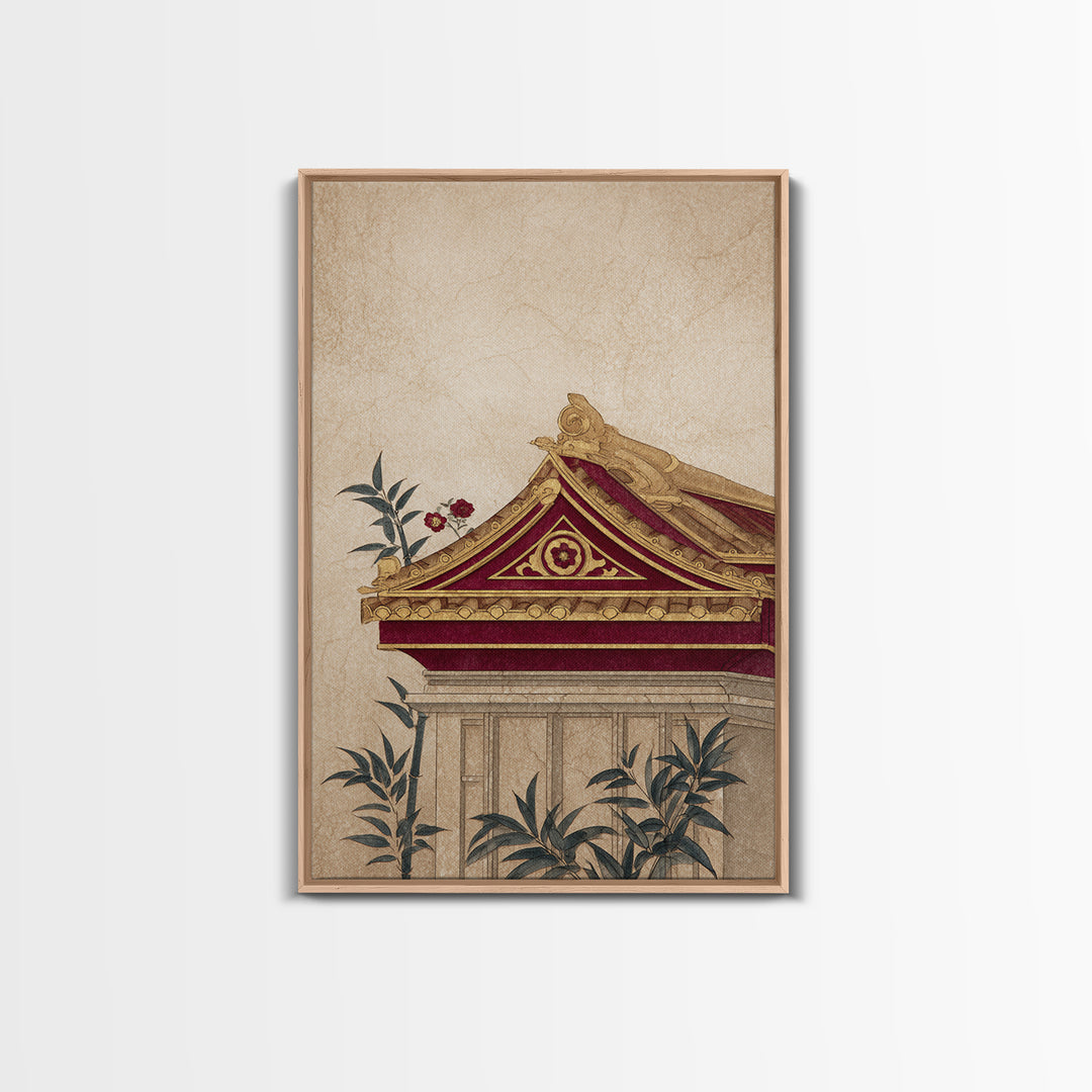Temple Roof Detail Canvas Print, Asian Inspired Art, Poster, Living Room Decor, Harmony, Japandi Wall Art, Farmhouse Wall Art, ASI-2x3-79