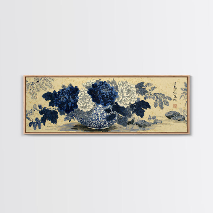 Blue and White Porcelain Vase Canvas Print, Asian Inspired Art, Japanese Wall Art, Living Room Decor, Fine Art, Harmony, ASI-3x1-13