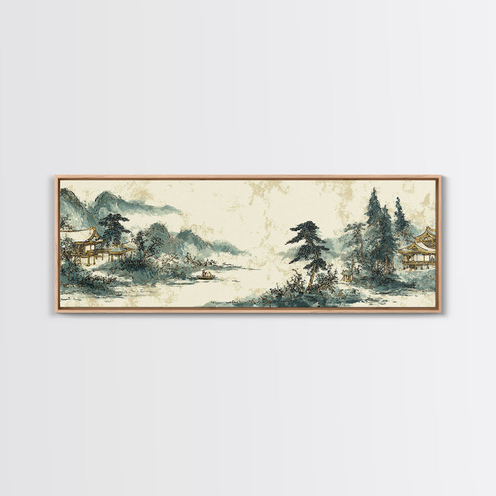 Temple Roof Detail Framed Canvas Print, Asian Inspired Art, Room Decor, Living Room Decor, Fine Art, Harmony, Printable Art, ASI-3x1-63