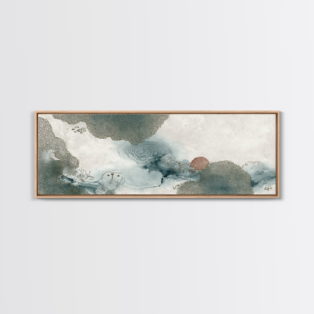 Zen Rock Garden Abstraction Canvas Print, Asian Inspired Art, Living Room Decor, Oil Painting, Harmony, Japandi Wall Art, ASI-3x1-78