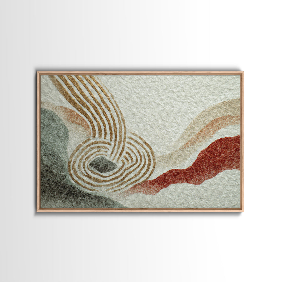 Zen Rock Garden Abstraction Framed Canvas Print, Asian Inspired Art, Printable Art, Living Room Decor, Watercolor Art, Harmony, ASI-3x2-18