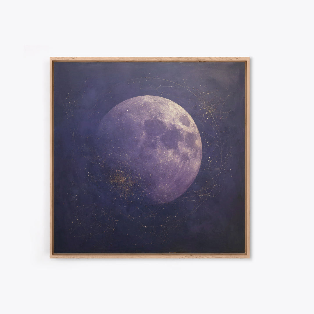 Lunar Phase Composition Canvas Print, Astrology Art, Astrology Wall Art, Living Room Decor, Watercolor Art, Zodiac, AST-1x1-13