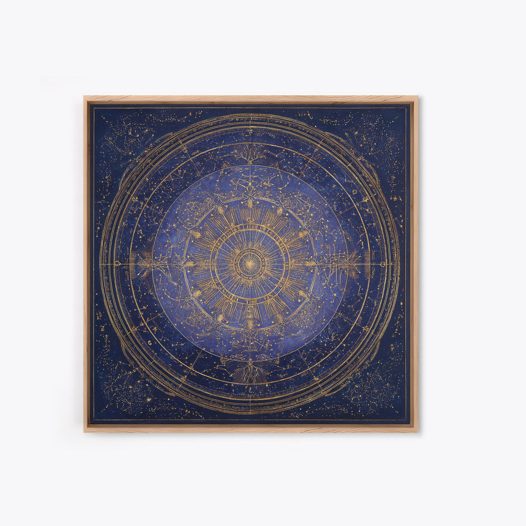 Retro Horoscope Chart Framed Canvas Print, Astrology Art, Wall Decor, Living Room Decor, Fine Art, Zodiac, Home Decor, AST-1x1-21
