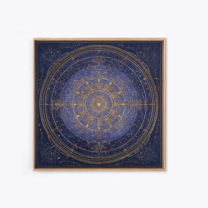 Retro Horoscope Chart Framed Canvas Print, Astrology Art, Wall Decor, Living Room Decor, Fine Art, Zodiac, Home Decor, AST-1x1-21