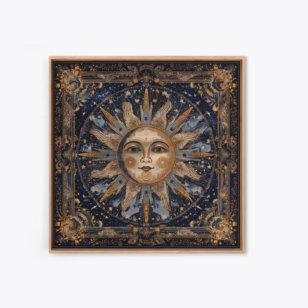 Sun and Moon Faces Canvas Print, Astrology Art, Modern Decor, Living Room Decor, Oil Painting, Zodiac, Art Print, Digital Art, AST-1x1-5