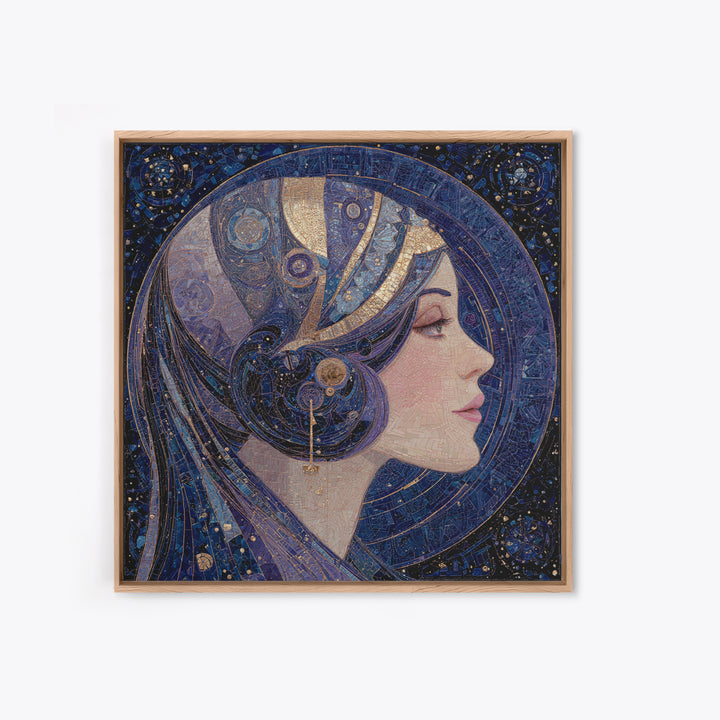 Art Nouveau Zodiac Woman Framed Canvas Print, Astrology Art, Leo Wall Art, Living Room Decor, Fine Art, Zodiac, AST-1x1-72