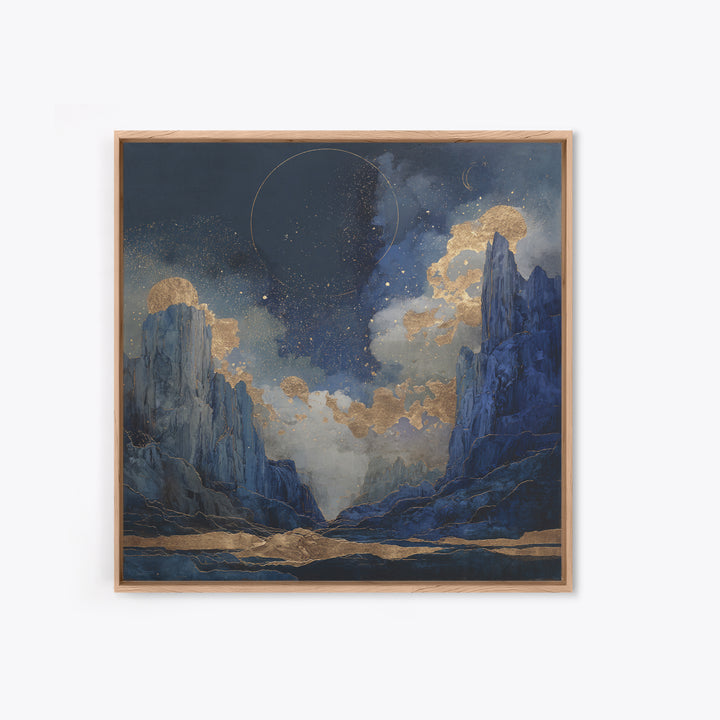 Ram Constellation Above Desert Cliffs at Night Framed Canvas Print, Astrology Art, Modern Decor, Living Room Decor, Zodiac, AST-1x1-80