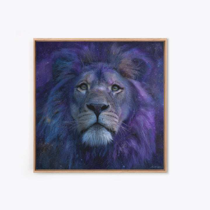 Celestial Lion Portrait Formed from Star Patterns Canvas Print, Astrology Art, Textured Painting, Living Room Decor, Zodiac, AST-1x1-98