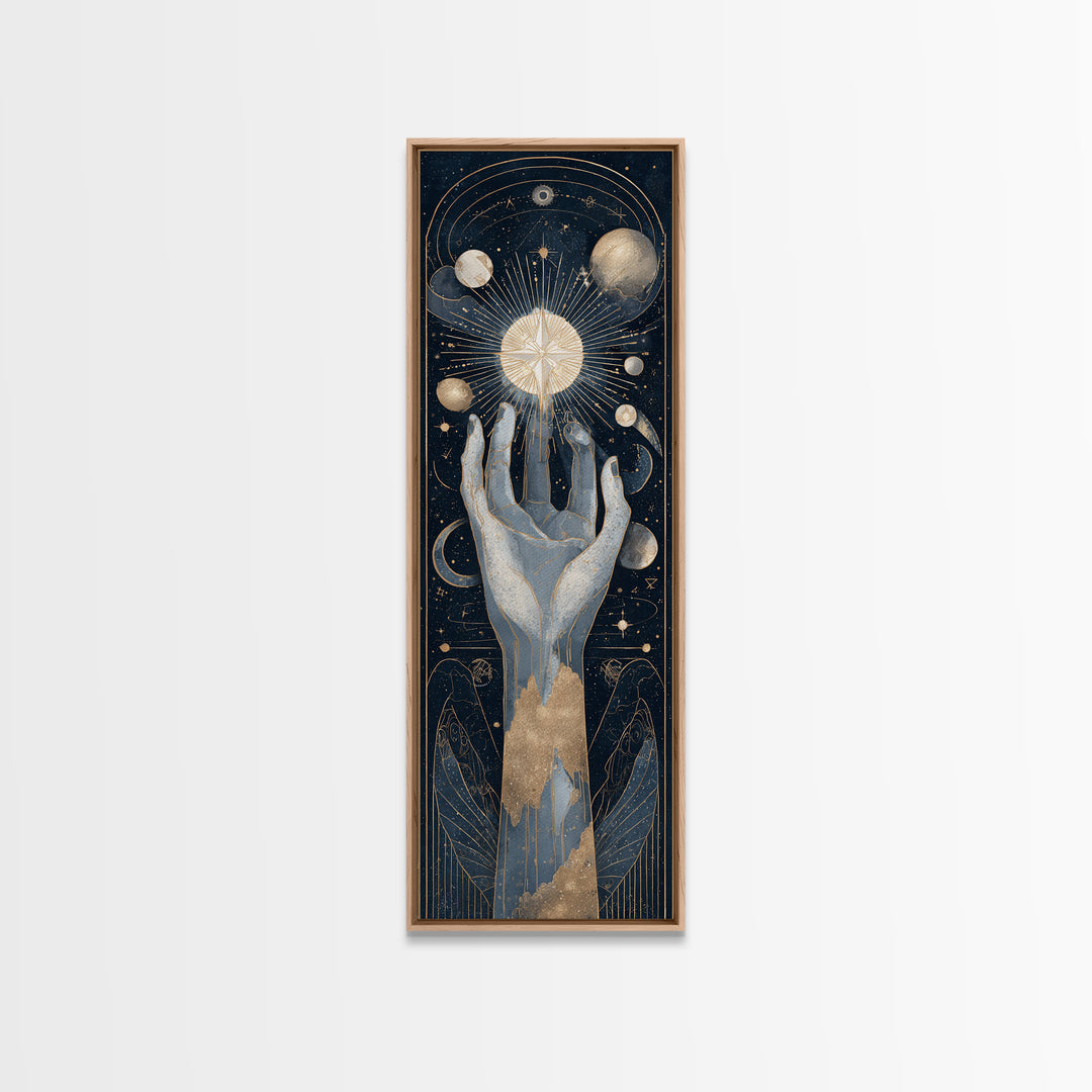 Tarot Cosmic Hand Holding a Glowing Star Canvas Print, Astrology Art, Wall Decor, Living Room Decor, Fine Art, Zodiac, AST-1x3-18