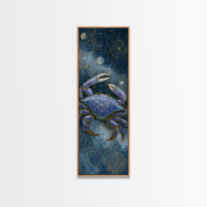 Celestial Crab under Glowing Ocean Moonlight Canvas Print, Astrology Art, Minimalist Decor, Living Room Decor, Zodiac, AST-1x3-4