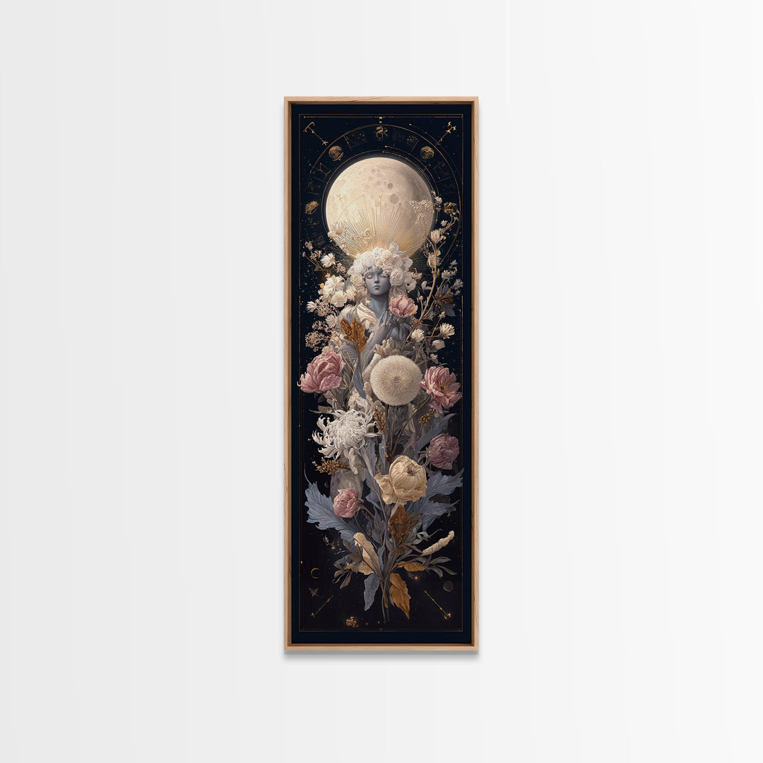 Astrological Botanical Wreath Framed Canvas Print, Astrology Art, Gallery Decor, Living Room Decor, Fine Art, Zodiac, AST-1x3-71