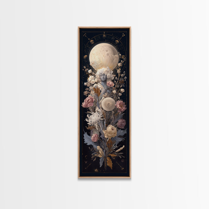 Astrological Botanical Wreath Framed Canvas Print, Astrology Art, Gallery Decor, Living Room Decor, Fine Art, Zodiac, AST-1x3-71