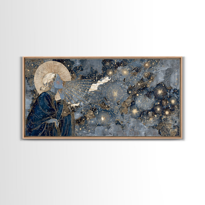 Art Nouveau Zodiac Woman Framed Canvas Print, Astrology Art, Fine Art Print, Living Room Decor, Fine Art, Zodiac, Digital Art, AST-2x1-20