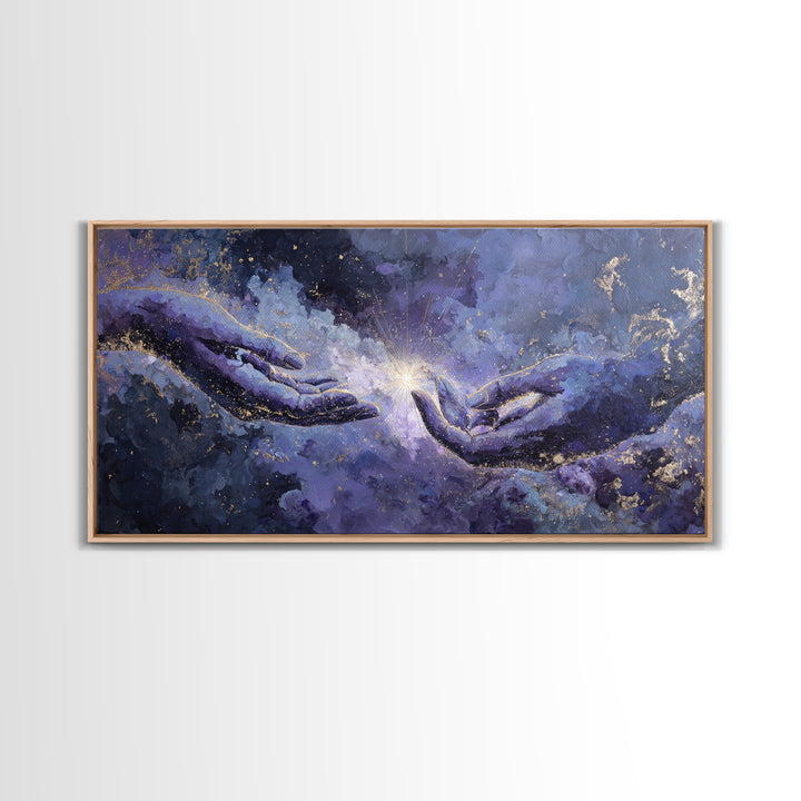 Tarot Cosmic Hand Holding a Glowing Star Canvas Print, Astrology Art, Astrology, Living Room Decor, Watercolor Art, Zodiac, AST-2x1-98
